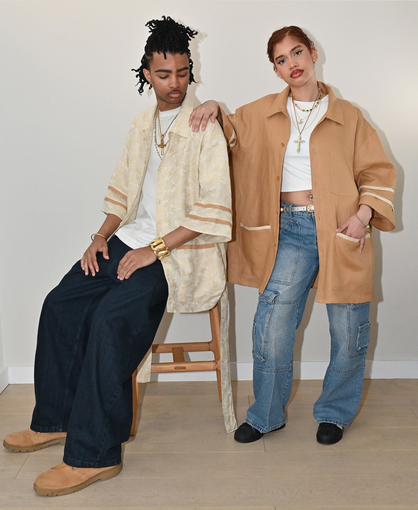 Belted Kimono Shirt in Dusty Tan Linen