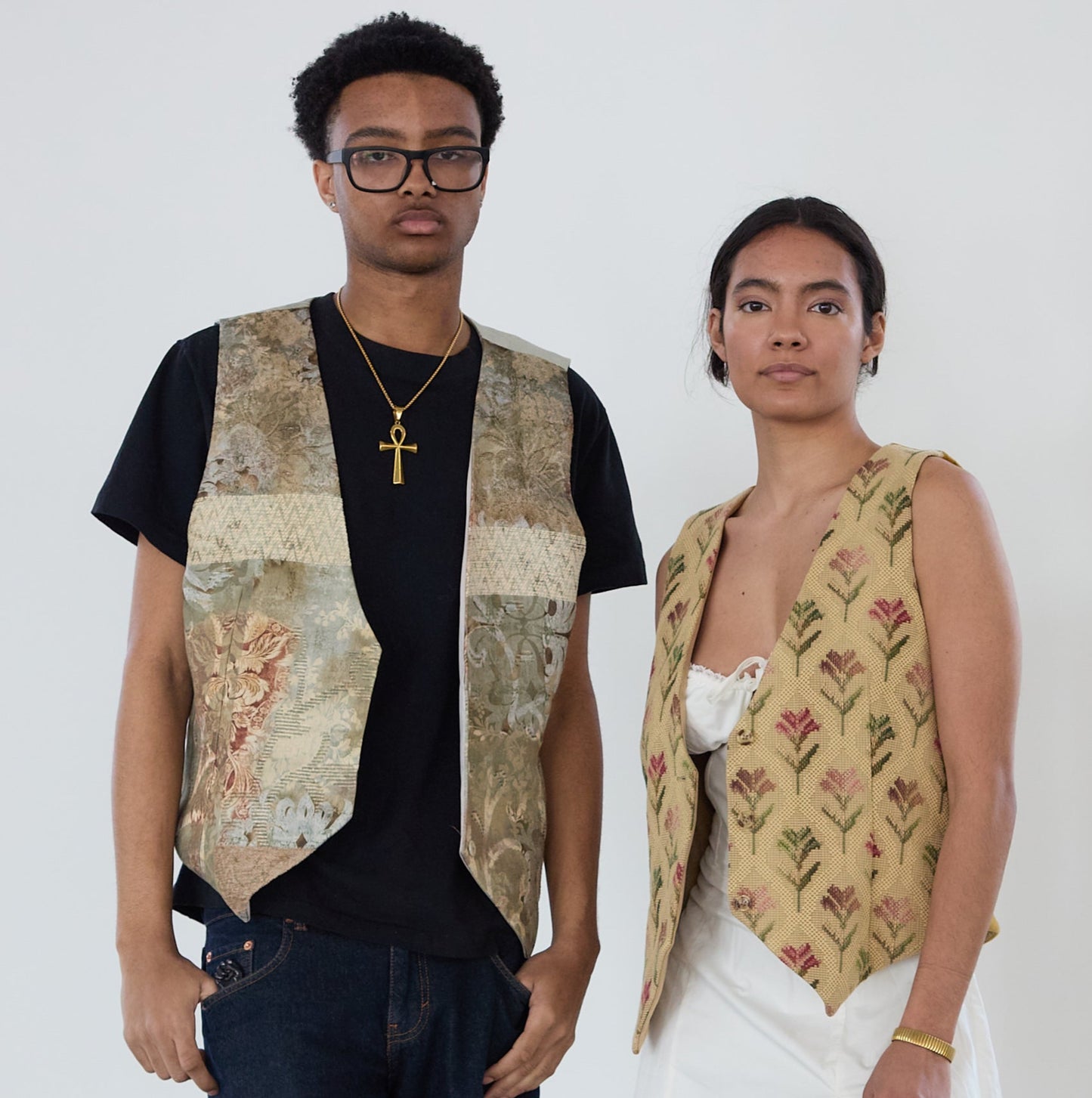 Baroque Garden Vest in Ash Green