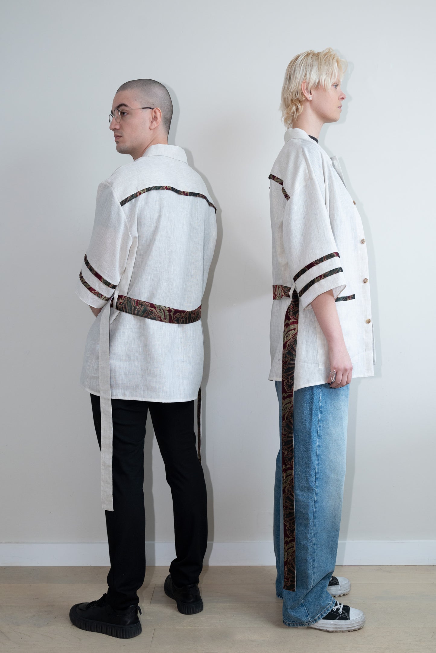 Beige Linen Kimono Shirt