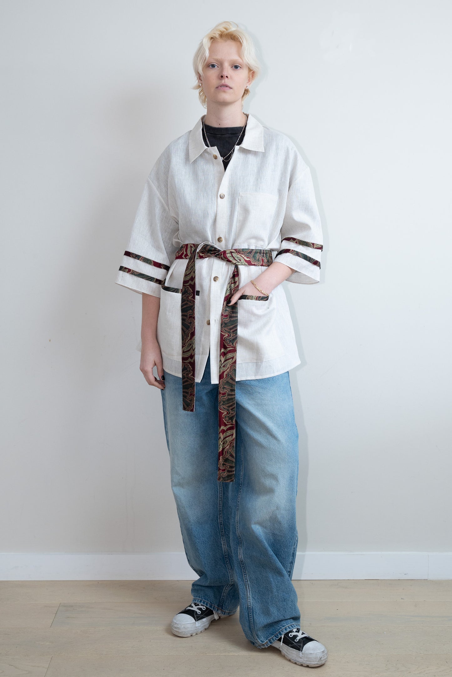 Beige Linen Kimono Shirt