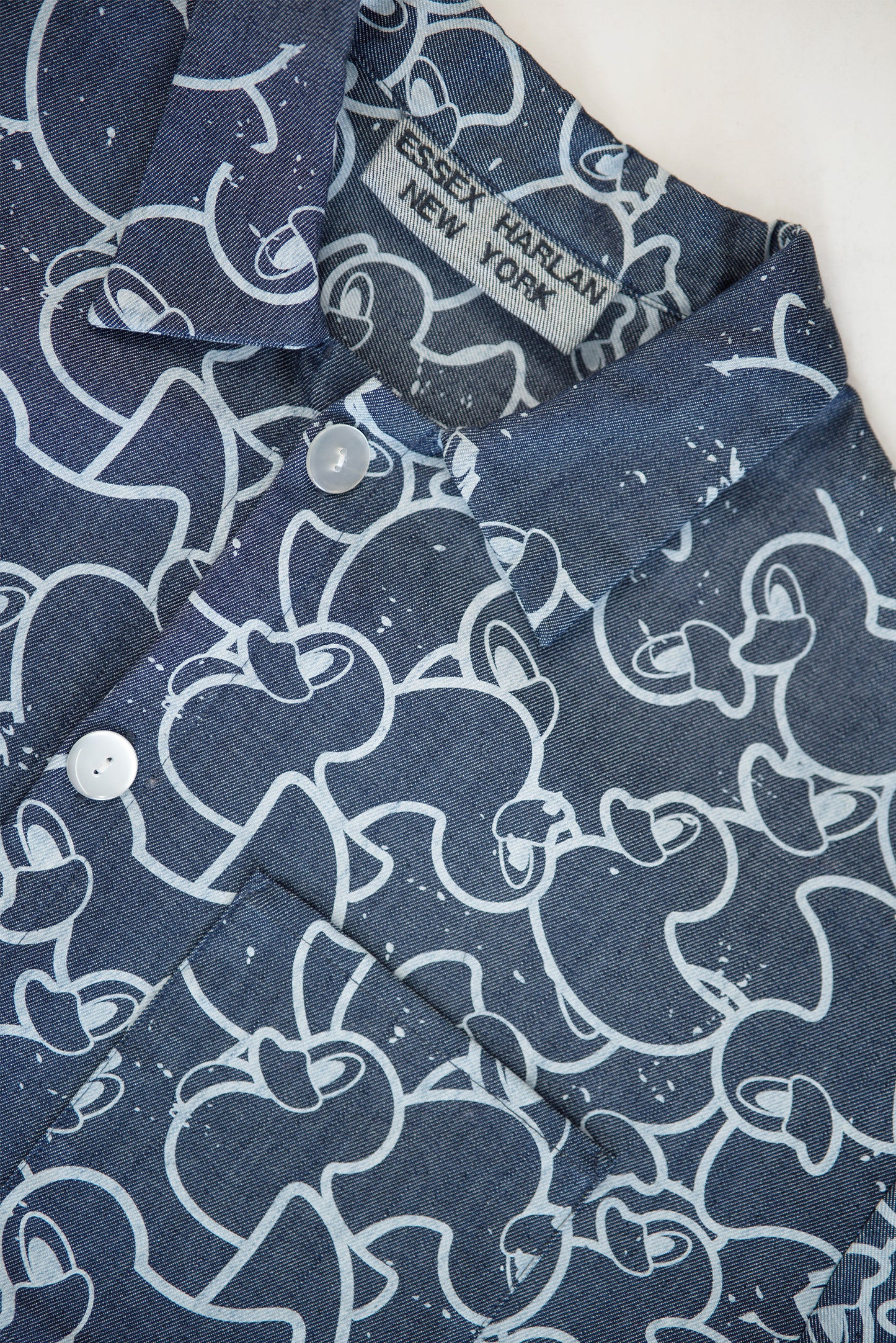 Graphic-Print Denim Kimono Shirt