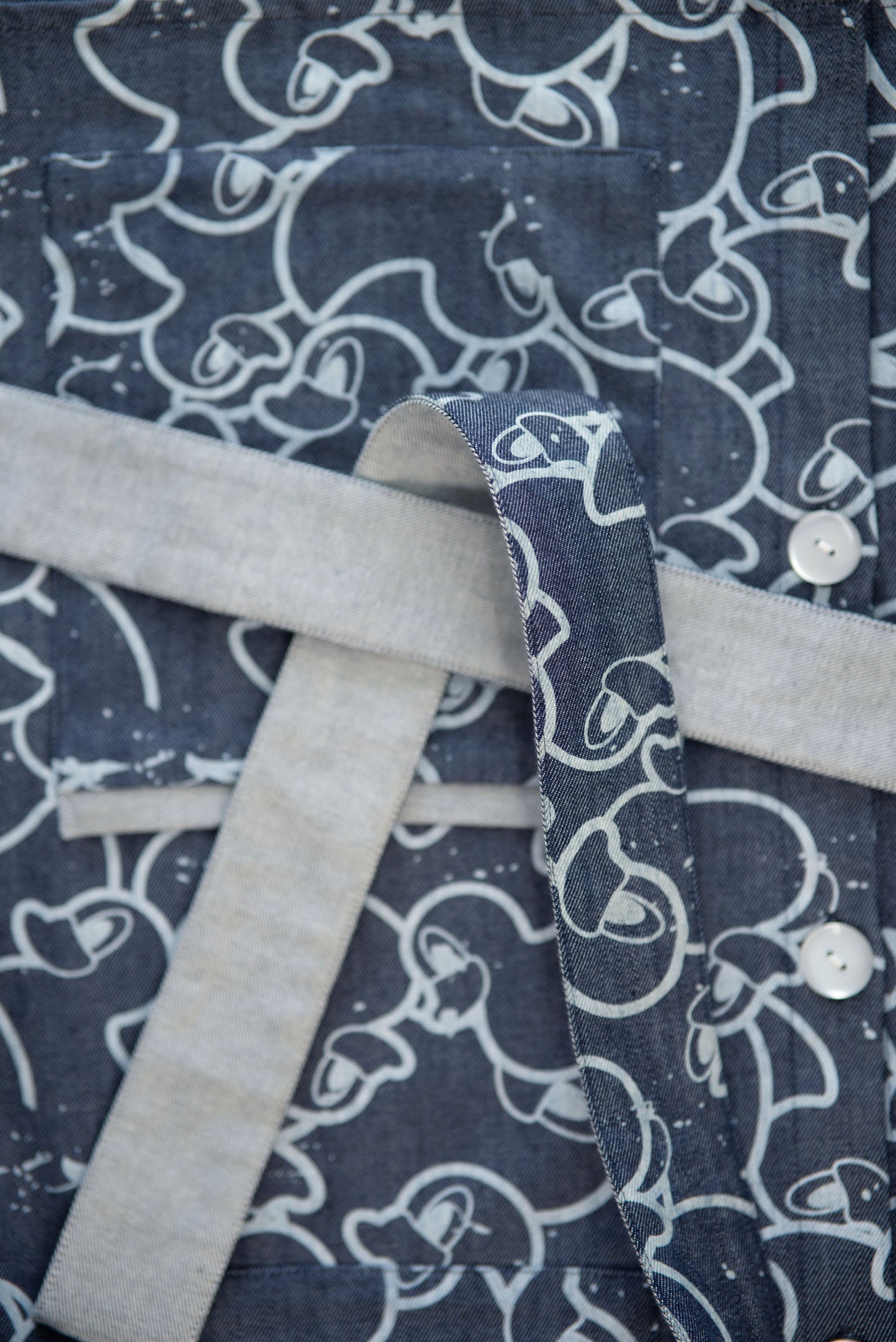 Graphic-Print Denim Kimono Shirt