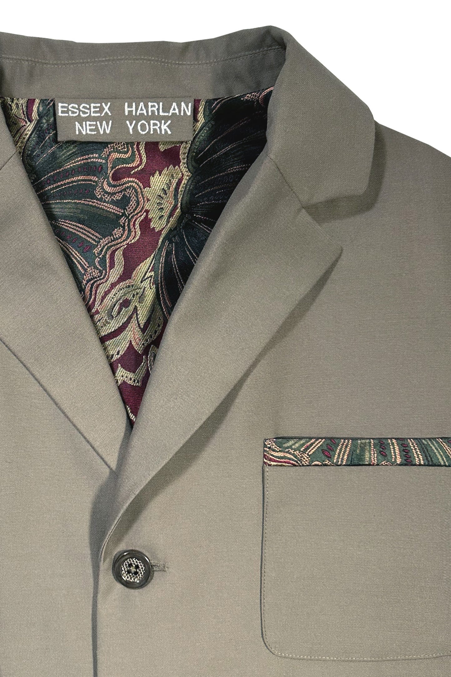 Khaki Green Wool Kimono Blazer