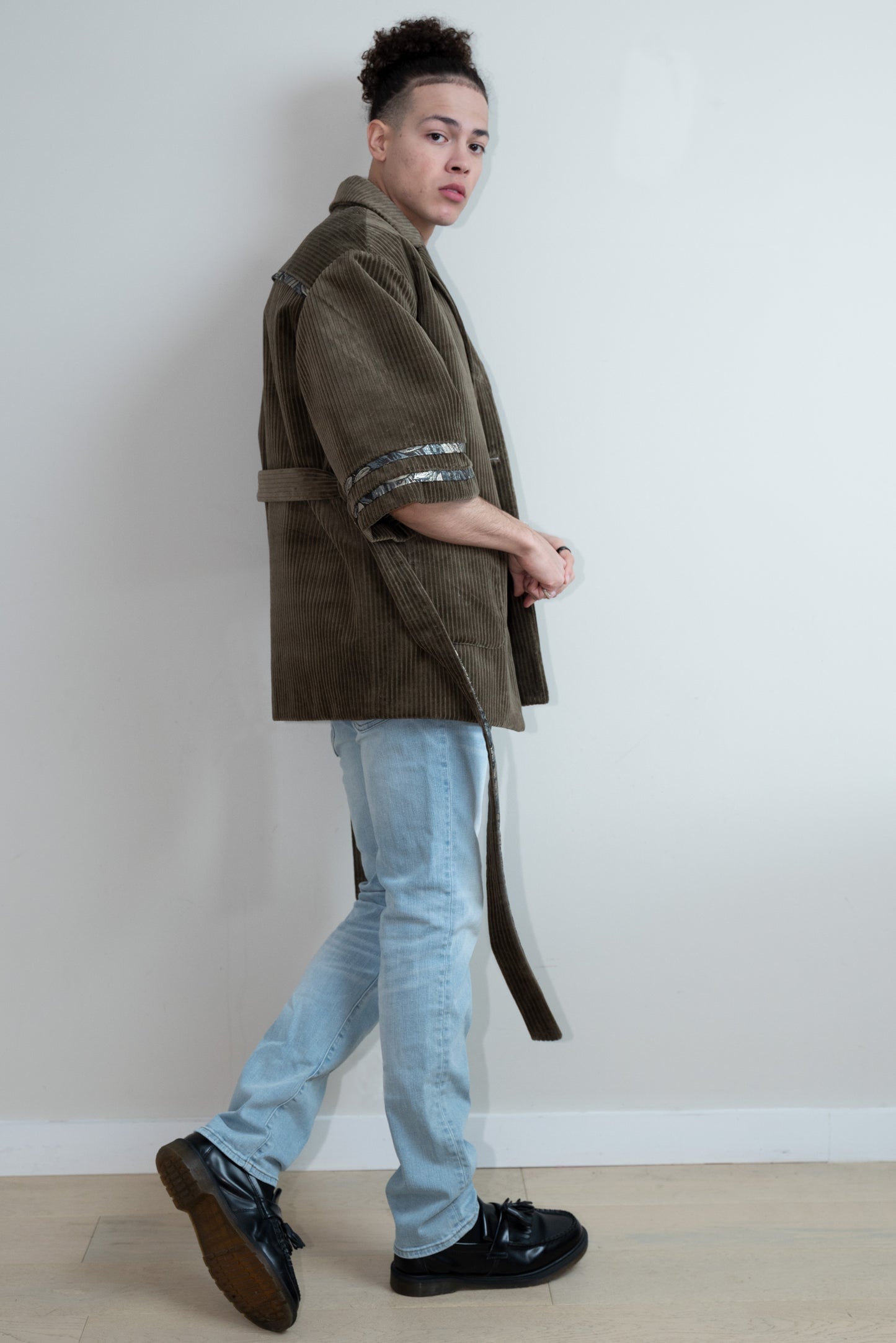 Sage Green Corduroy Kimono Blazer