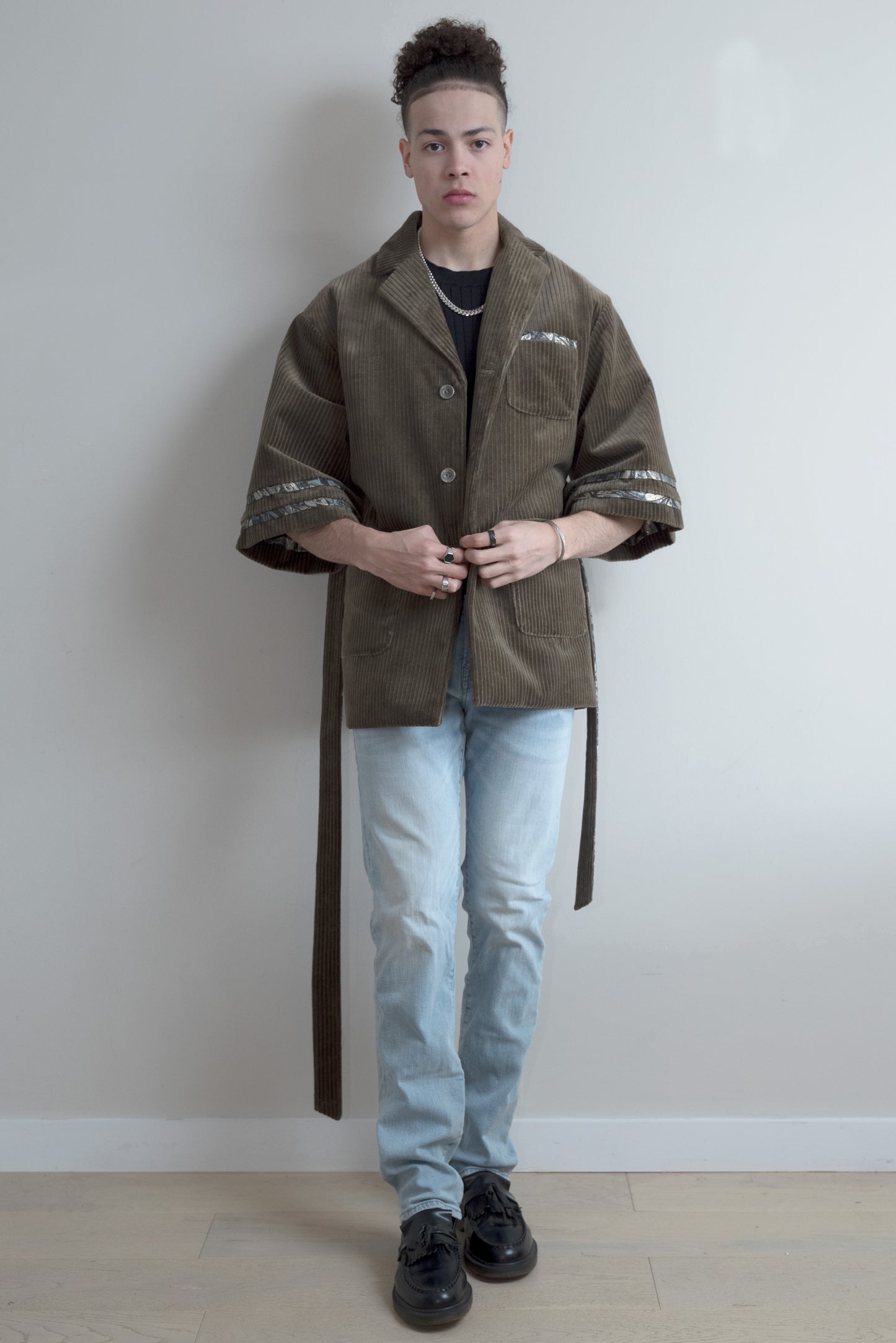 Sage Green Corduroy Kimono Blazer