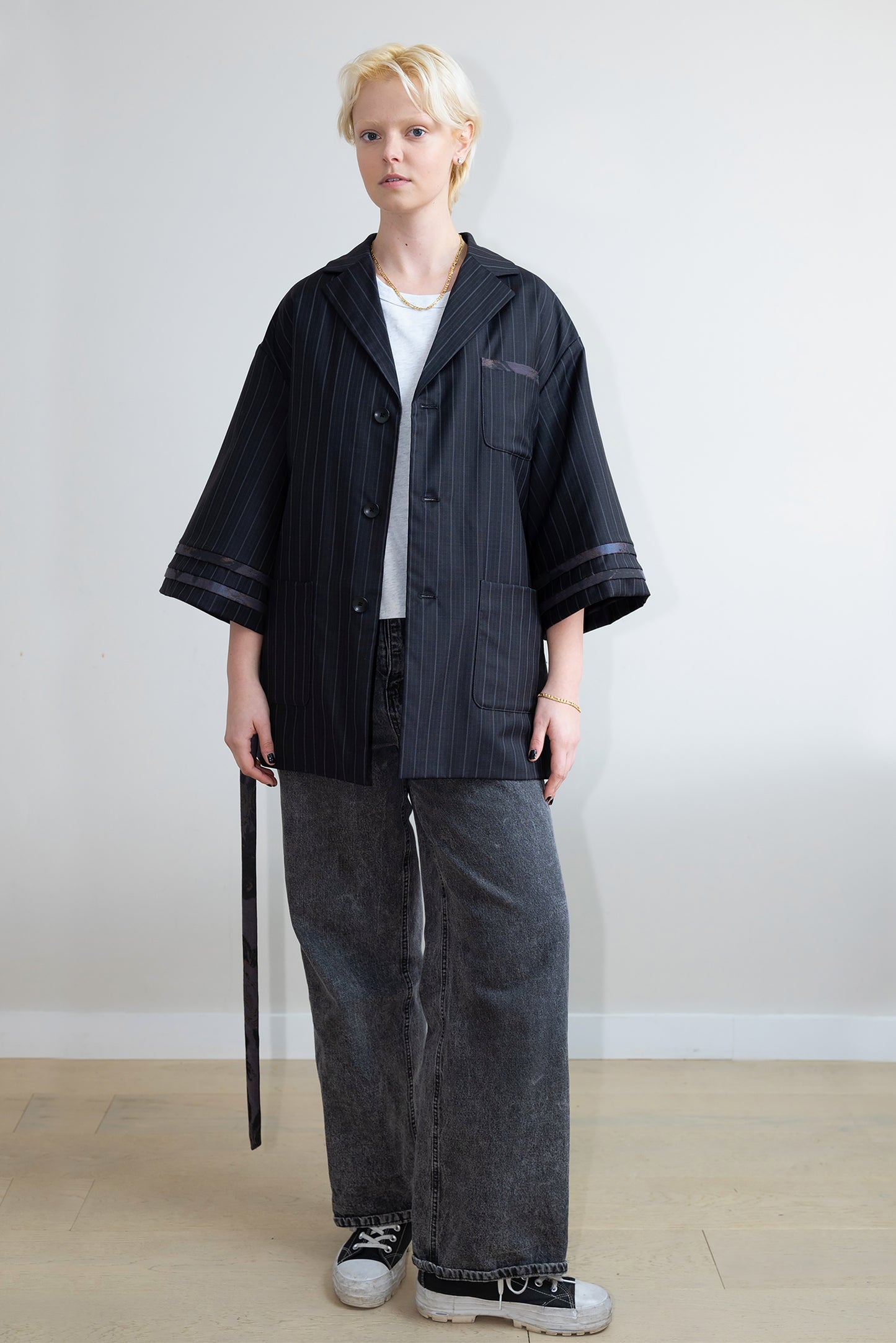 Black Wool Kimono Blazer