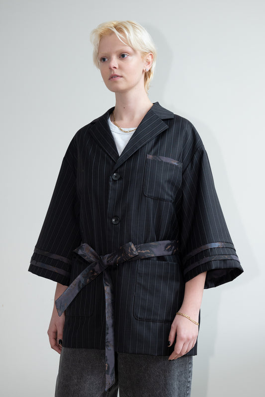 Black Wool Kimono Blazer
