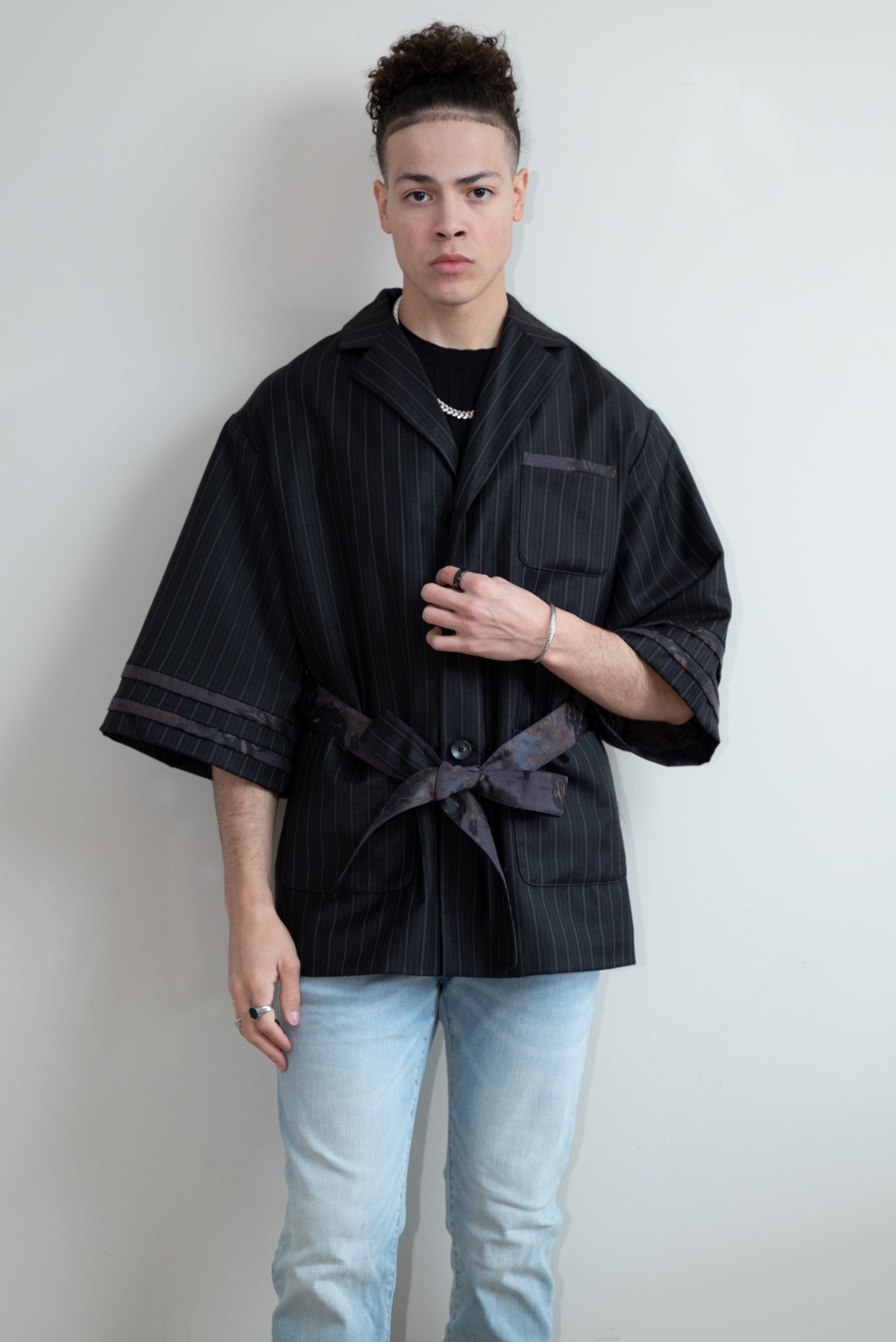 Black Wool Kimono Blazer